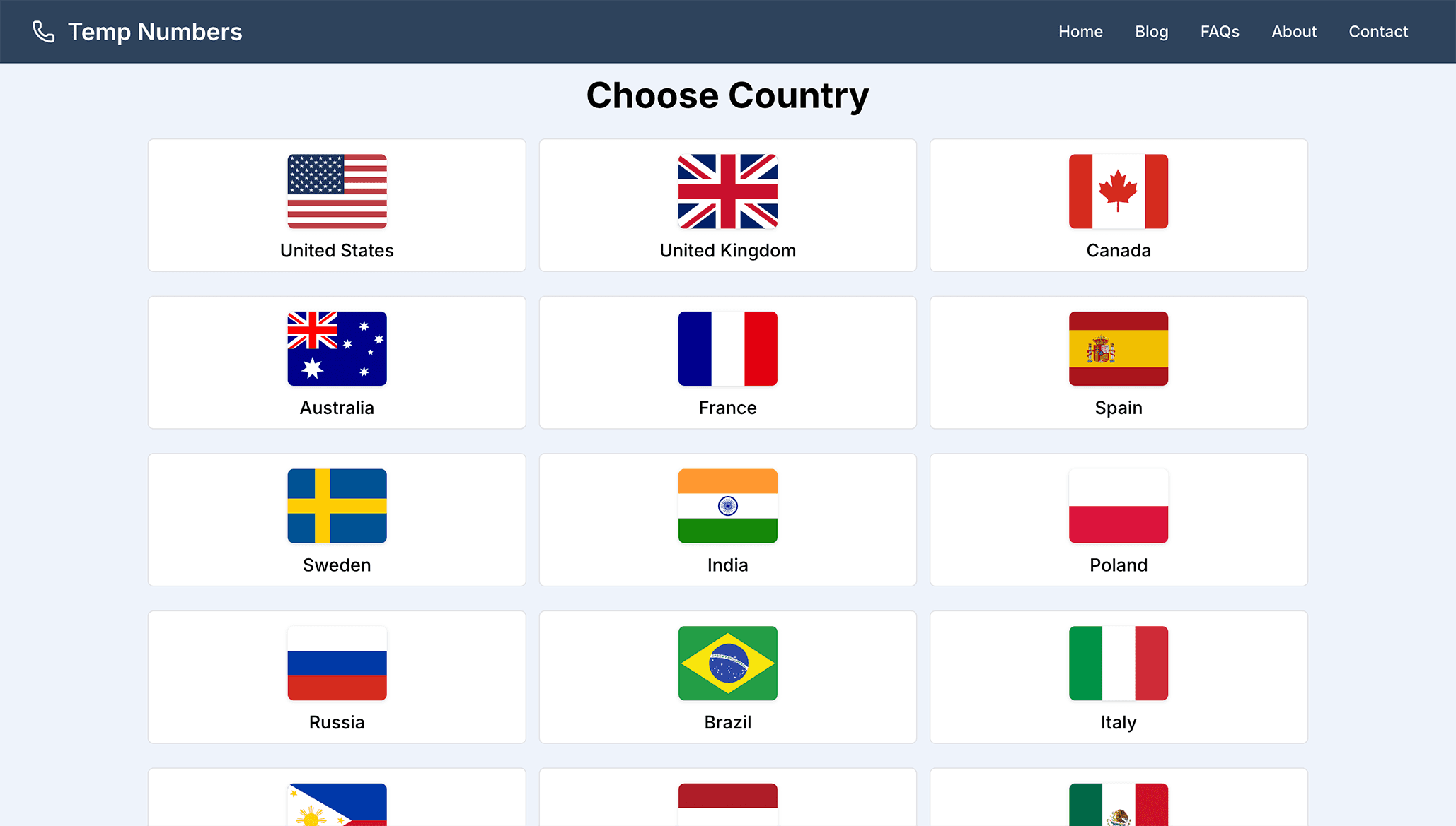 Step 2 - Select Country